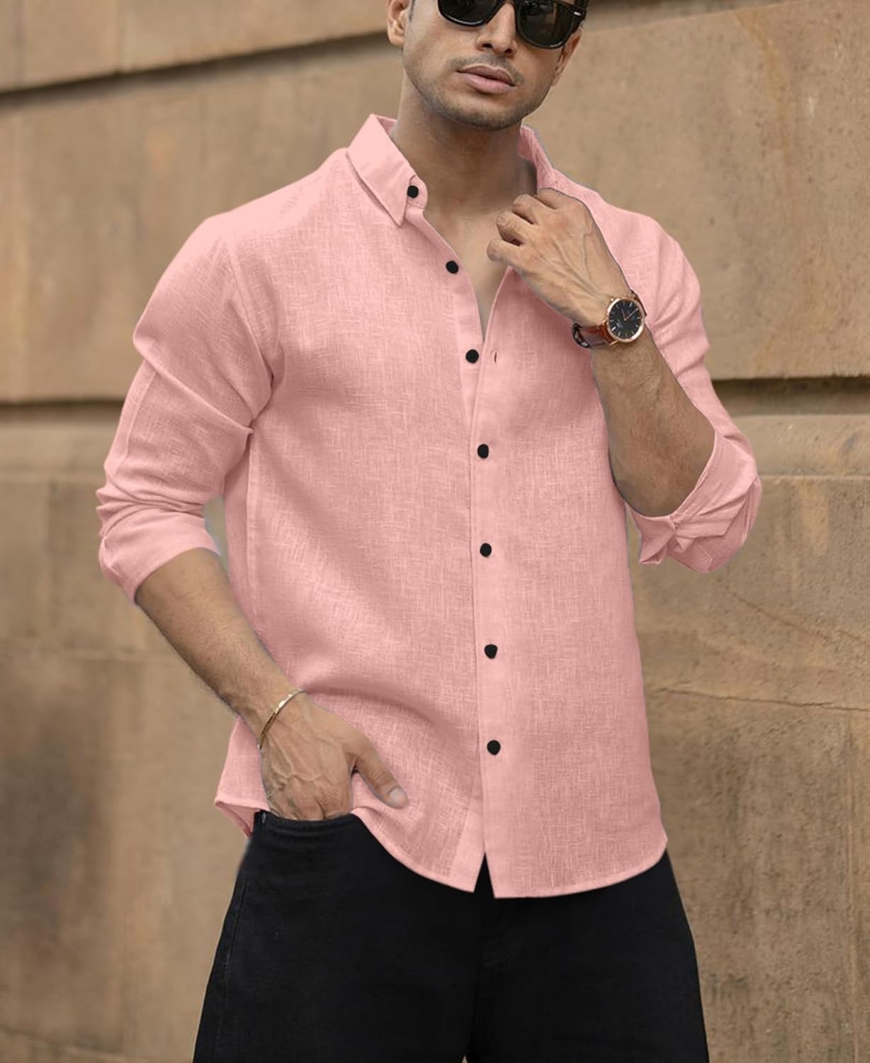 Men's Solid Linen Cotton Shirt - Image 5