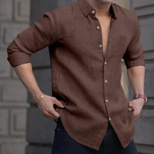 Men's Solid Linen Cotton Shirt